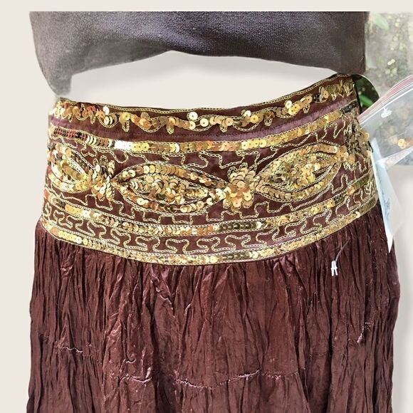 CACHE GOLD SEQUIN EMBELLISHED BEADED CRINKLE SKIRT SIZE 2/SMALL NWT - Picture 6 of 15